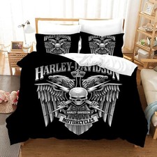 3D Black Gray Skull Motorcycle Quilt Cover Set Duvet Cover Bedding Pillowcases