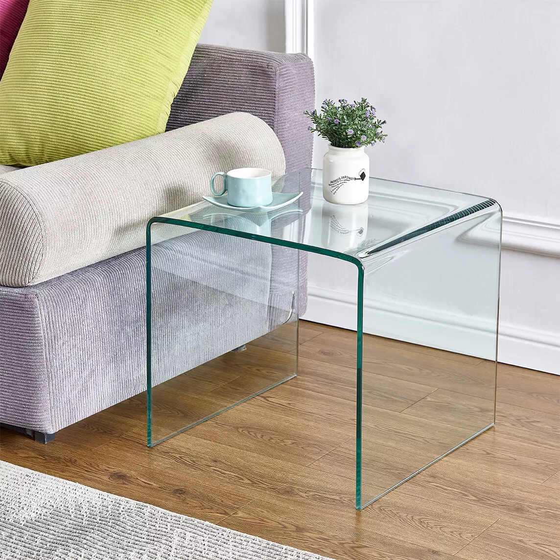 Glass End Side Table for Living Room Nightstand Bedside Table