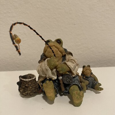 Boyds Bears Frog Morton & Tad Fly Fishing Figurine 1998 Wee Folkstone Ribbit Co