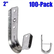 100 Pack 2" J-Hook Wall Ceiling Mount Hanger Route Network Wires Cord Cable
