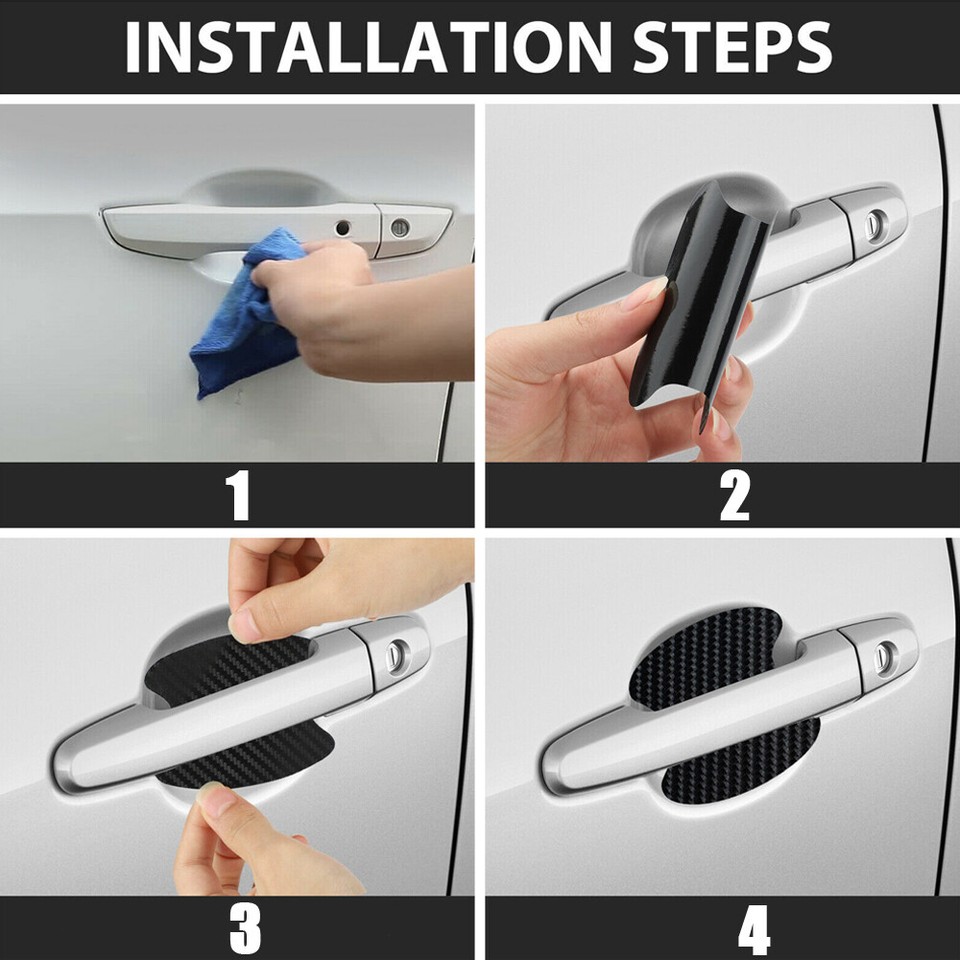 4PCS Carbon Fiber Car Door Handle Protector Film Anti Scratch Stickers