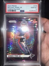 MICHAEL PENIX JR. 2024 PANINI PRIZM PURPLE POWER RC #378 GEM PSA 10