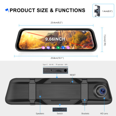 4K+1080P Dual HD WDR Dashcam WIFI GPS DVR Rückspiegel Autokamera Videorecorder
