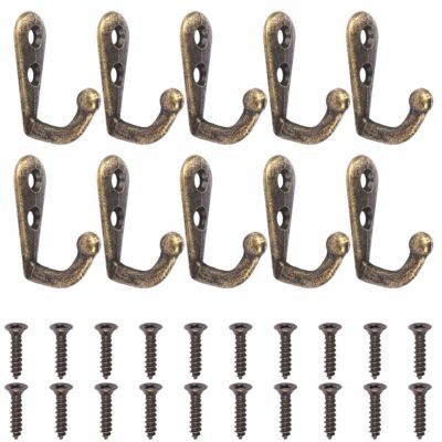 20Pcs Hanging Metal Single Hook Clothes Hat Coat Robe Wall Door Hangers Hooks