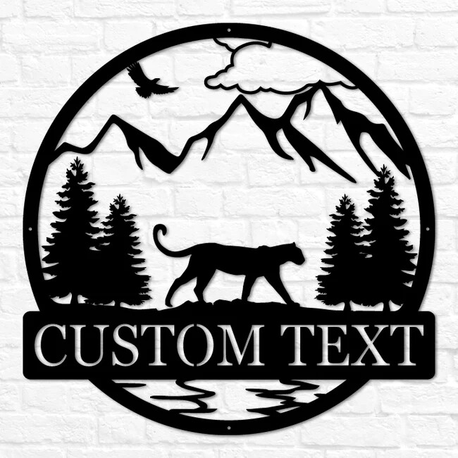 Wall Art Home Decor Metal Acrylic 3D Silhouette Poster USA Cougar Mountain Lion