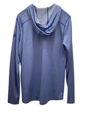 Under Armour Women Hoodie Sz M Blue Striped Lightwt Athleisure Heat Gear 1/4-Zip