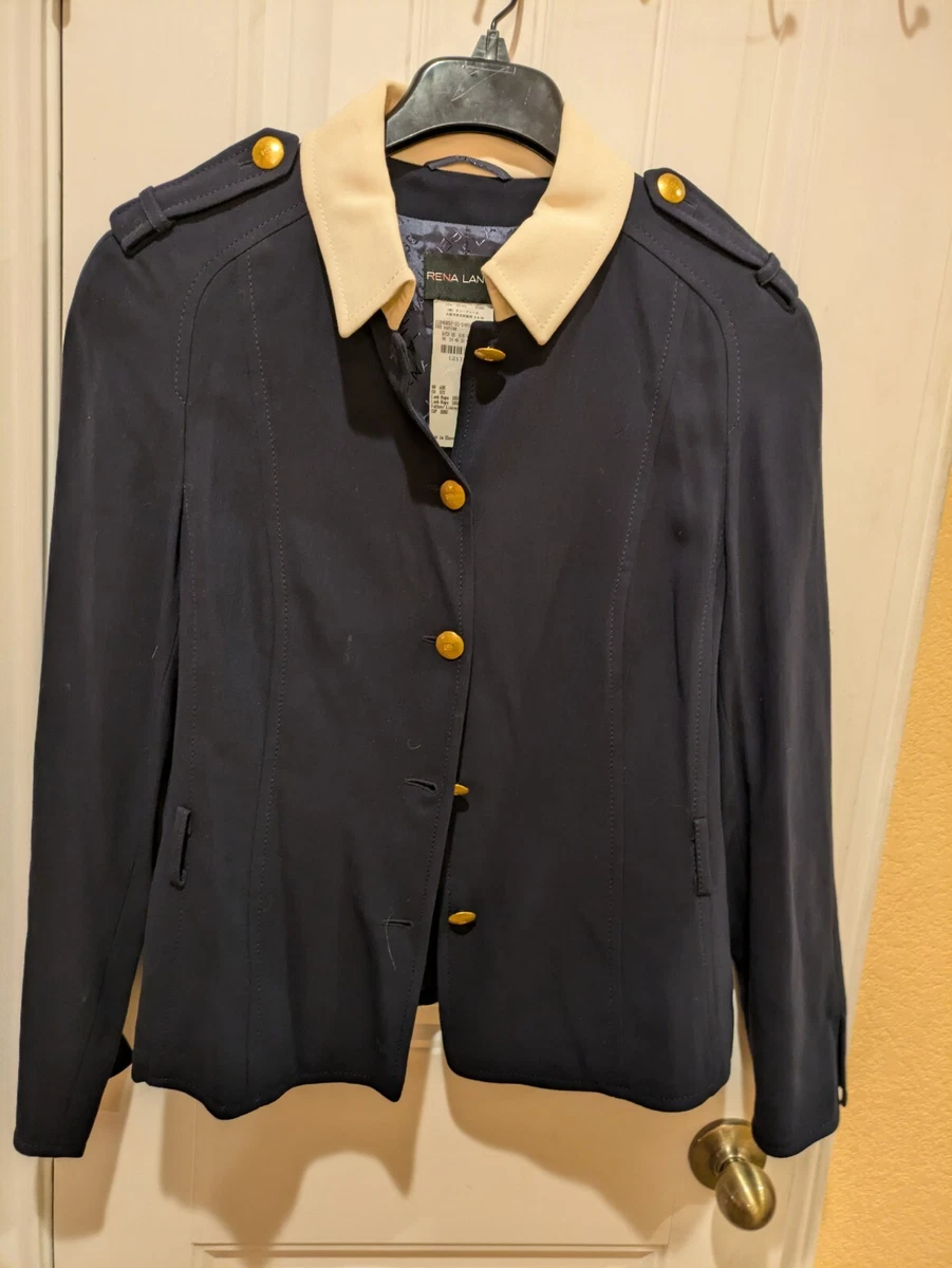 Blazer En Cuir Rena Lange - Veste Marine/noire Taille 10/40, Neuf Avec étiquettes (valeur Originale 2895€)