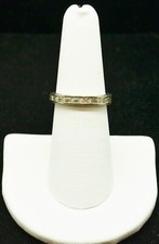 Sterling Silver Simple Clear Gems Band Ring SZ 7.0 FMZ153