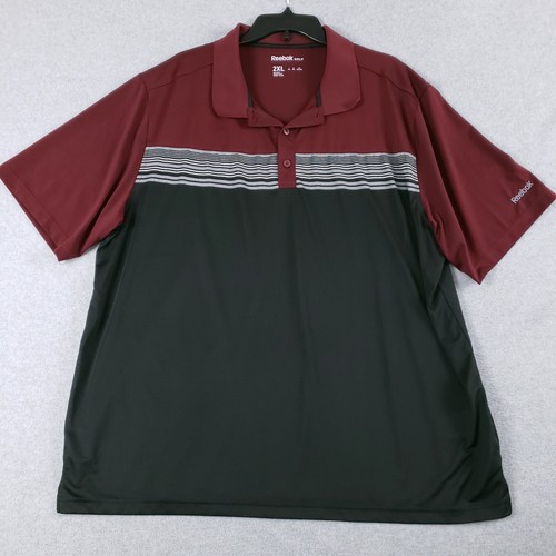 Reebok Golf Polo Shirt Men's Size 2XL Red/Black Short Sleeve Polo Shirt