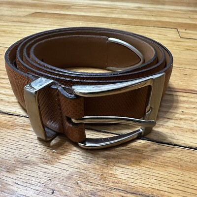 Cole Haan Quilted Leather Belt Mens 42 Canada Brown Textured