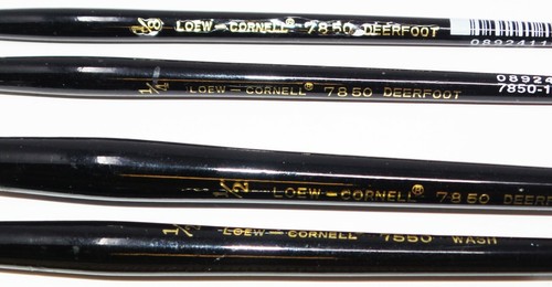 Lot Of 4 Loew Cornell Artist Paint Brushes Gold Taklon Deerfoot Flat 