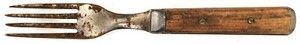 Wood Handle Four Tine Fork with Pewter Civil War Indian War Victorian Antique