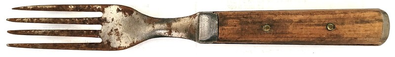 Wood Handle Four Tine Fork with Pewter Civil War Indian War Victorian Antique