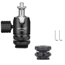 1/4'' Mini Ball Head Hot Shoe Adapter Bracket Holder Mount For SLR Camera Tripod