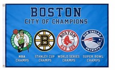Boston New England Flag Banner Celtics Red Sox Patriots Bruins City Champions