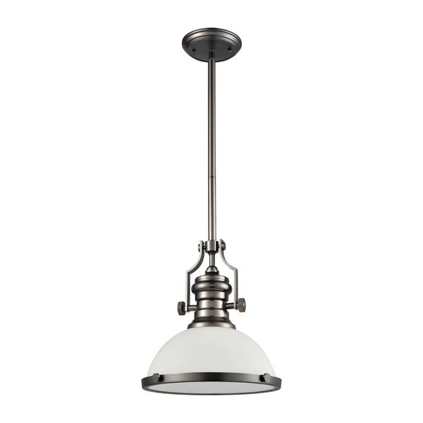 ELK LIGHTING 67204-1 Chadwick Colgante 1 Luz en Níquel Negro con Vidrio Blanco Foto 2 de 4