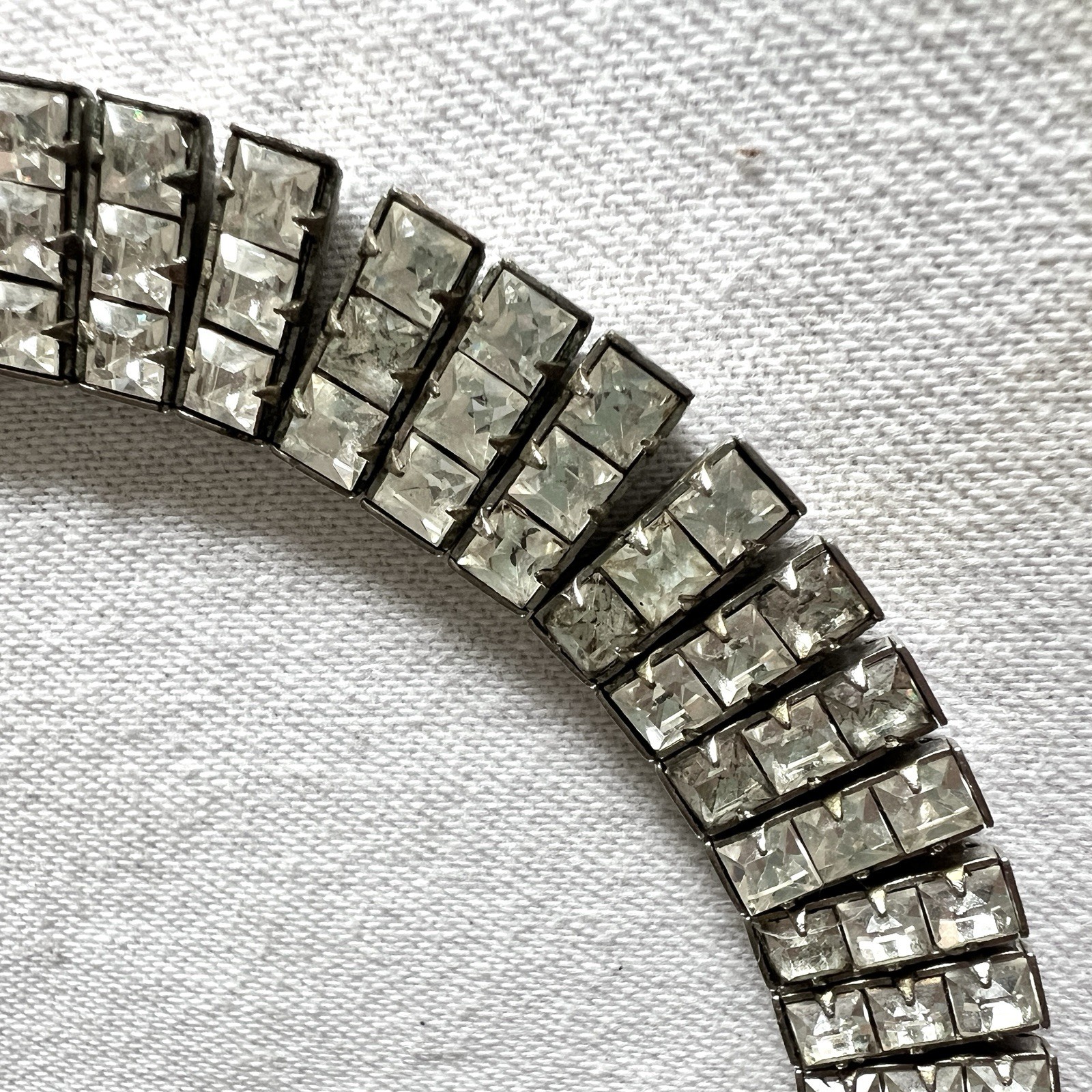 Vintage SQUARE CUT RHINESTONE STATEMENT NECKLACE … - image 5