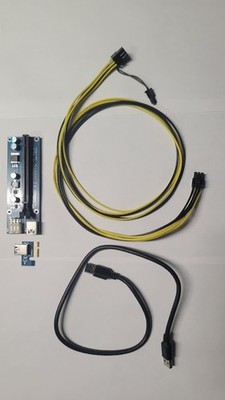 PCI-E 1x to 16x USB 3.0 GPU Riser VER 006C + 6/8-Pin PCIe Cables   COMPLETE