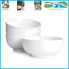 Elegant 39 OZ Large Deep Ceramic Bowls Set of 4 - Dishwasher & Microwave Safe