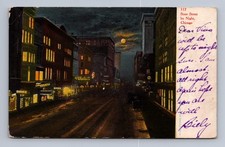 Vintage Illinois Postcard CHICAGO State Street Night 1913