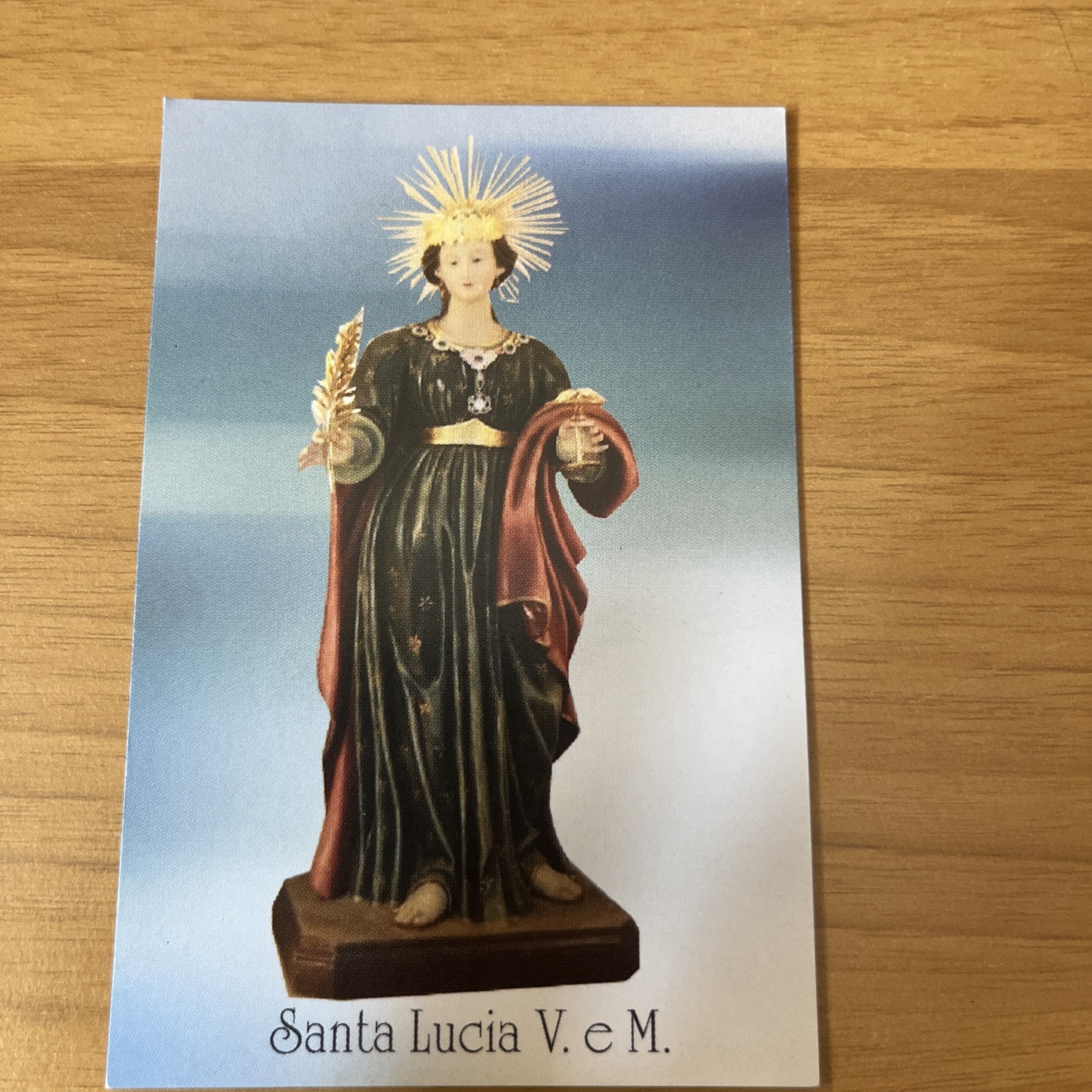 SANTINO CON PREGHIERA COLLEZIONE SANTA Lucia V. E M . - VINTAGE  - HOLY CARD