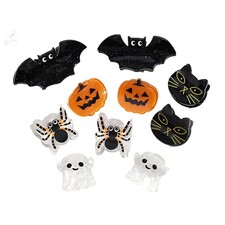 10Pcs Cute Halloween Hair Claw Clips for Girls, Mini Cat Bat Pumpkin Ghost Spide