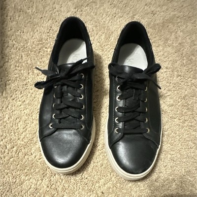 Kizik Men's Black Leather Comfort Cushioned Lace-Up Casual Sneakers