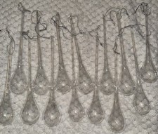 12 Glass Raindrop Christmas Ornaments Clear Decorations Tree Trimmings Teardrop