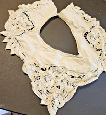Vintage HANDMADE Battenberg Lace Collar - 100 Cotton Floral Embroidered White