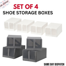 Shoe Box Storage Organiser 22x34x16cm – White or Dark Grey – 4 Pack Mesh Boxes
