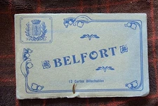 Vintage 1900s Belfort France Postcard Booklet –12 Detachable Cards