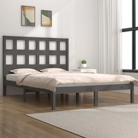 Massivholzbett Kiefer 200X200 Cm Grau - Bettgestell Aus Massiver Kiefer