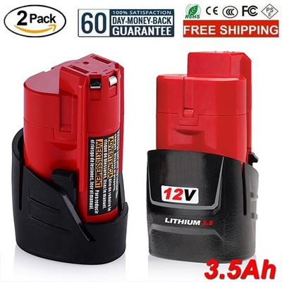 2X 12V 3,5Ah Akku Für Milwaukee M12 B3 Lithium M12B2 M12 M12B 48-11-2430