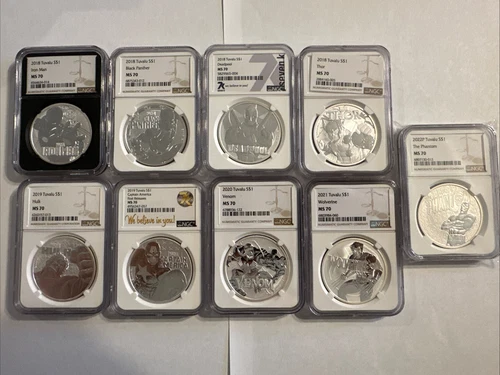 9-MARVEL COMICS Tuvalu Characters NGC MS 70 1 OZ .9999 FINE SILVER COIN