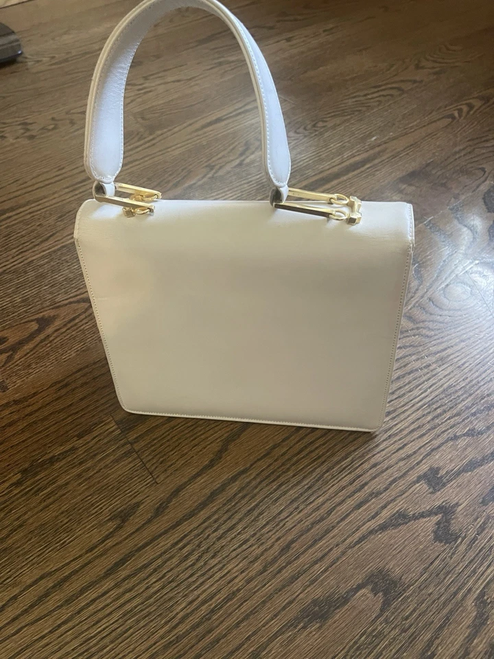 Bolso de mano vintage de cuero blanco MAGDA MAKKAY años 60 Foto 4 de 4