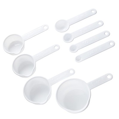 Chef Craft Select 8-Piece Plastic Measuring Set, 1/4 tsp to 1 cup, White