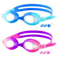 COOLOO Kids Swim Goggles, 2 Pack Swimming Goggles for Boy and A-blue  Purple