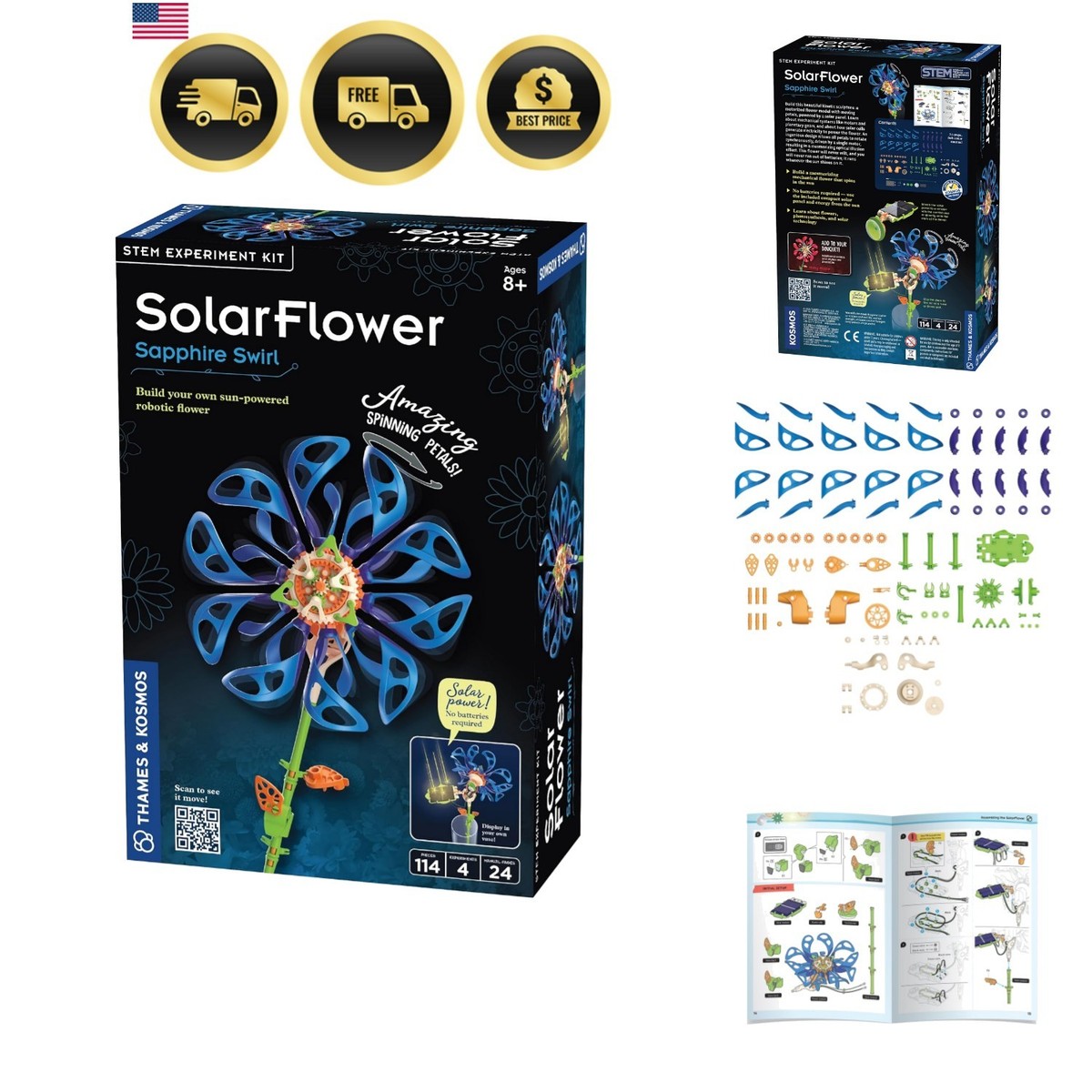 SolarFlower Sapphire Swirl STEM Kit | Build a Motorized Solar