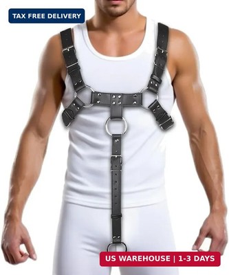 Men's Chest Harness Belt With O Ring, Body Harness for Men, Adjustable PU Leathe