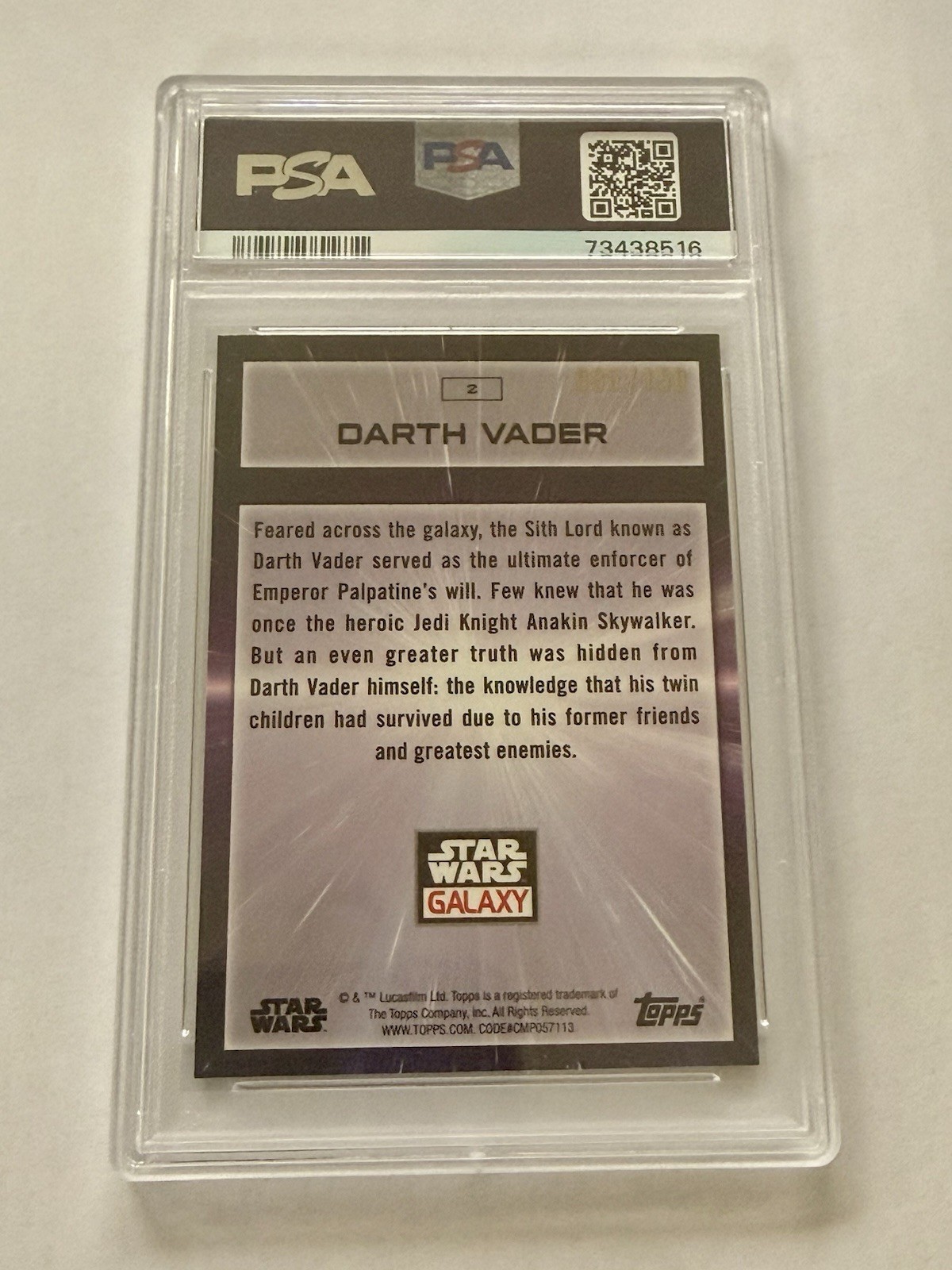 2022 Topps Chrome Star Wars Galaxy Vader #2 Atomic /150 PSA 9 view 2