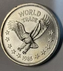(C) 1985 Vintage Silver World Trade Unit 1 Troy Oz .999 Fine Round Eagle