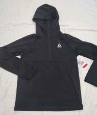 NWT Men's Half-Zip Reebok Black Hoodie Moisture Wicking Size Medium Athleisure