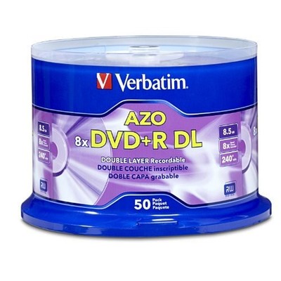 Verbatim DVD+R DL 8.5GB 8X with Branded Surface - 50pk Spindle (97000_3)