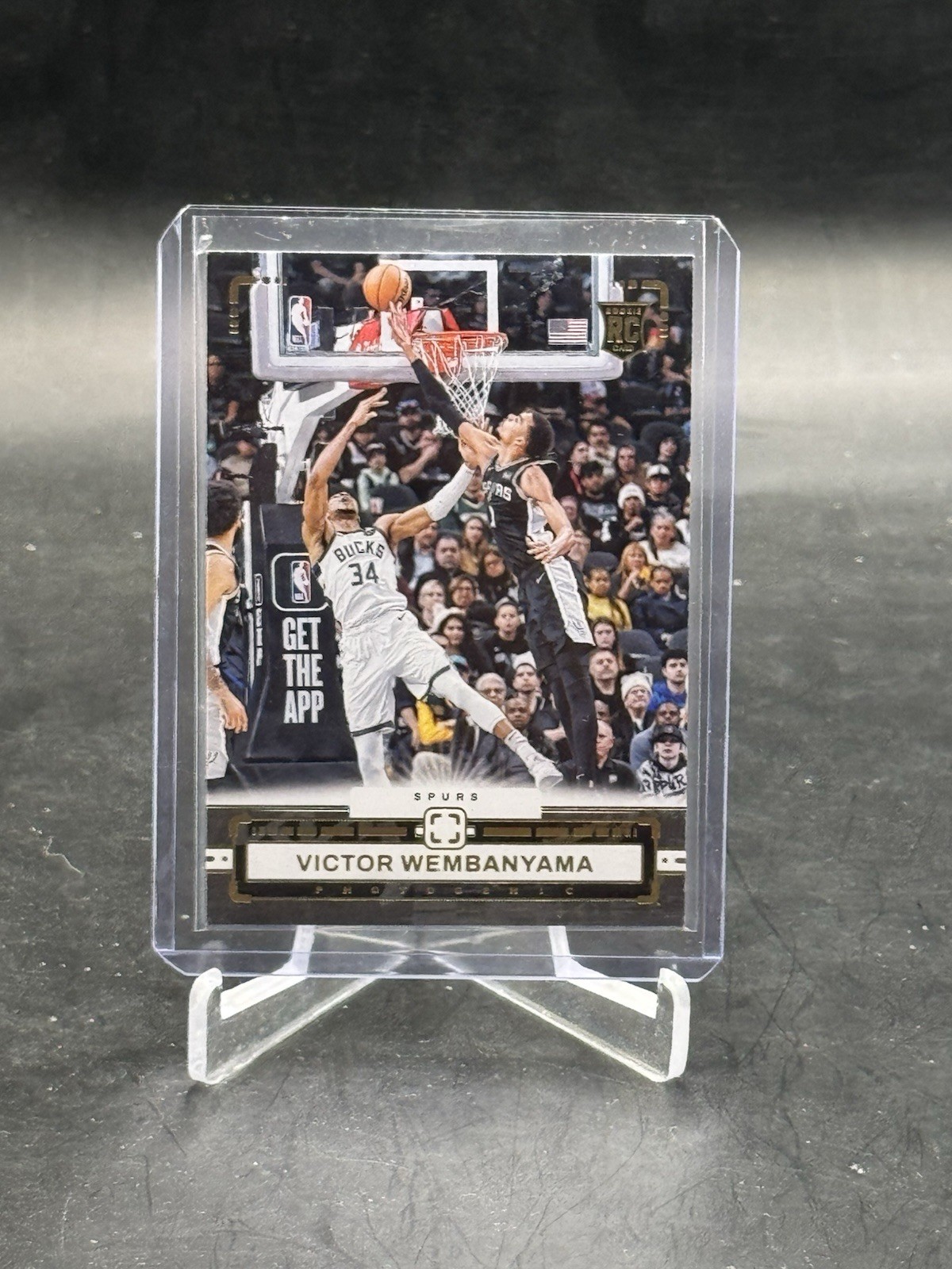 2023 Panini Photogenic Victor Wembanyama Rookie Blocks Giannis Antetokounmpo RC
