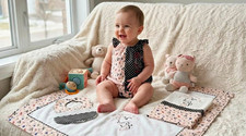 Minnie Mouse Baby Bib Snap Closure - Pink Black White Minnie Mouse Theme