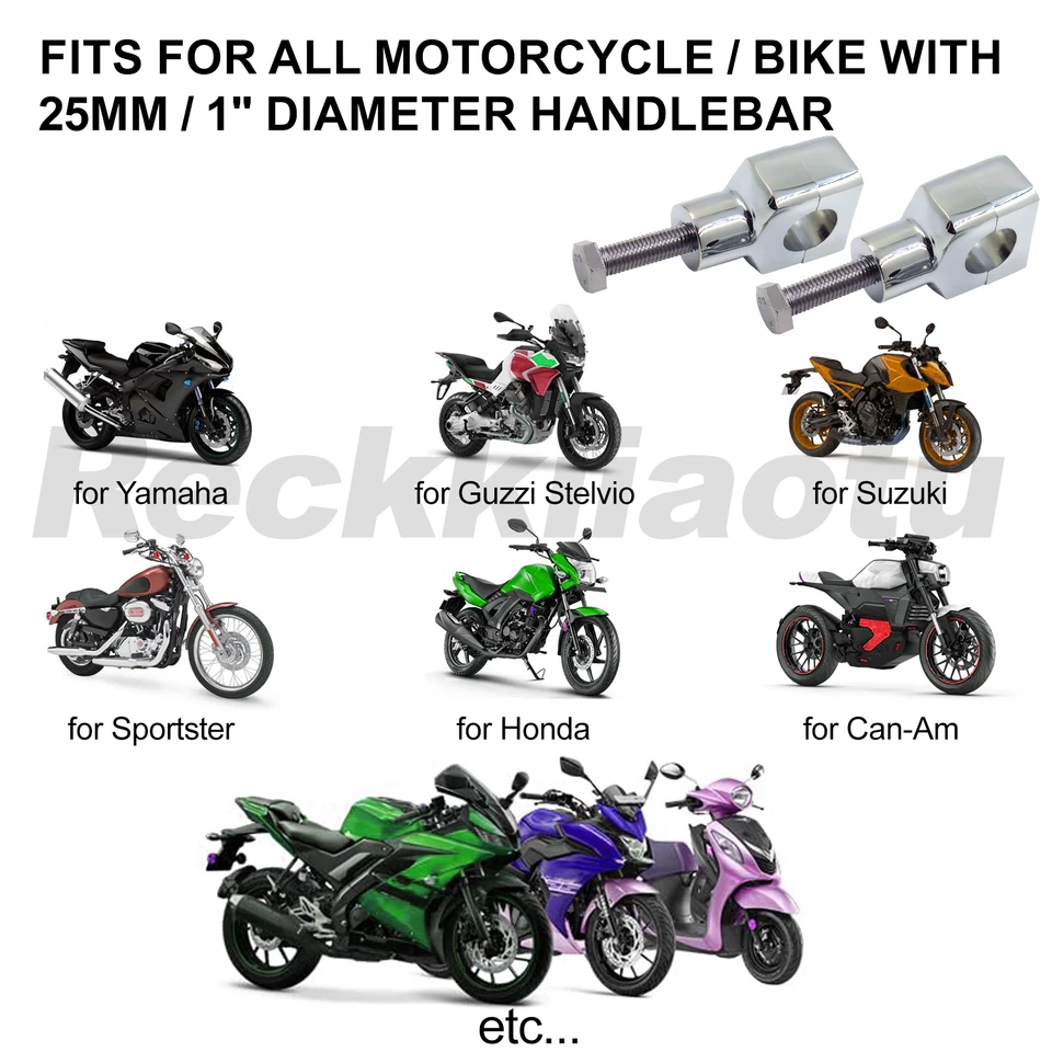 Elevadores de manillar de motocicleta cromados de 1" para Harley Davidson Sportster Softail EE. UU. Foto 4 de 4