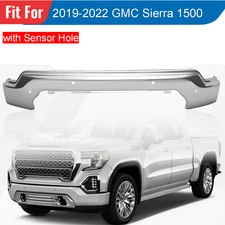 Front Bumper Face Bar For 2019-2022 GMC Sierra 1500 w/Sensor Holes Chrome Steel