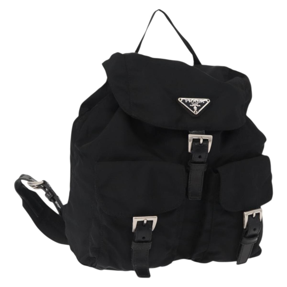 Prada Double Front Pocket Backpack Tessuto Black Nylon Backpack Bag Authentic thumbnail 16