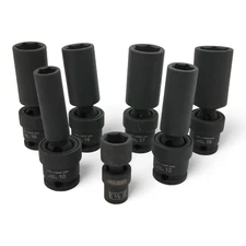 3/8" Or 1/4" Drive Swivel Universal  Impact Socket CR-MO 6-POINT SAE/MM