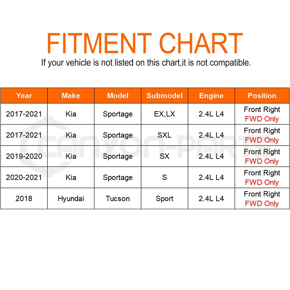 Conjunto de eje CV delantero derecho para Kia Sportage 2017-2021 2,4 L L4 tracción delantera Foto 2 de 4